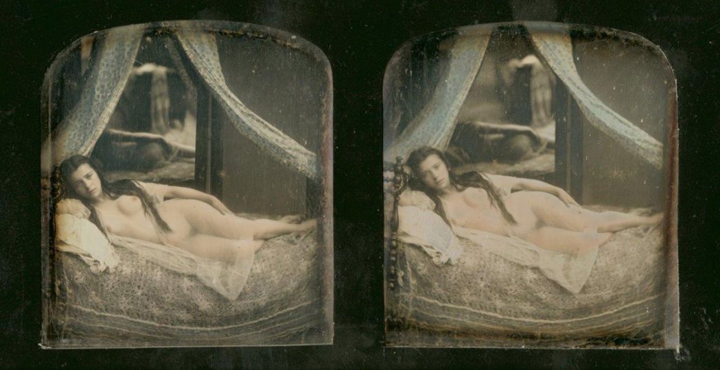 Félix-Jacques Antoine Moulin (French,1802-after 1875). Reclining female nude reflected in a mirror, 1851-1853.